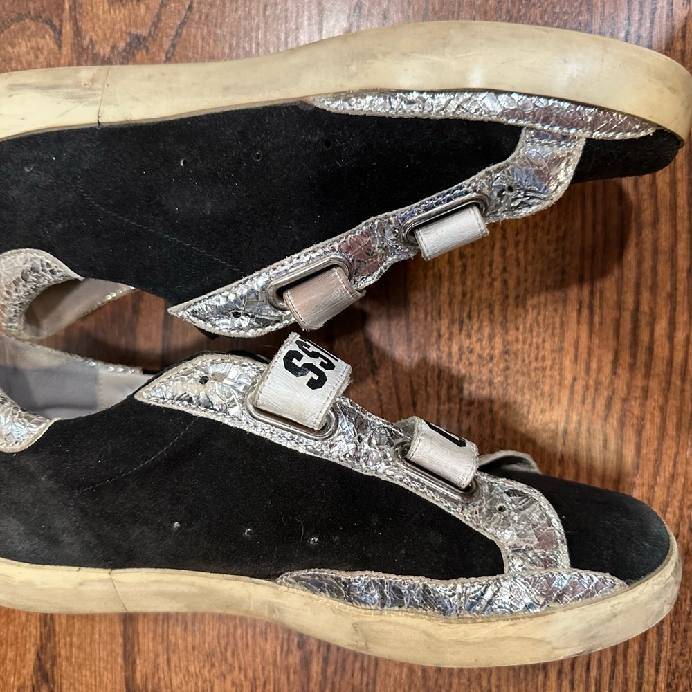 Golden Goose Black & Silver SSTAR GGDB Velcro Sneakers, Sz. 8 - Picture 5 of 16